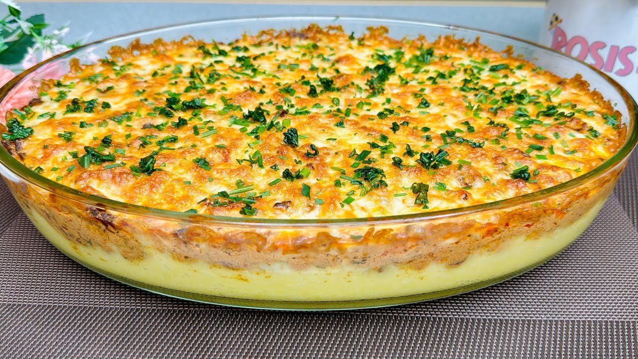 Receita de picadinho de carne cremoso gratinado com purê de batata 